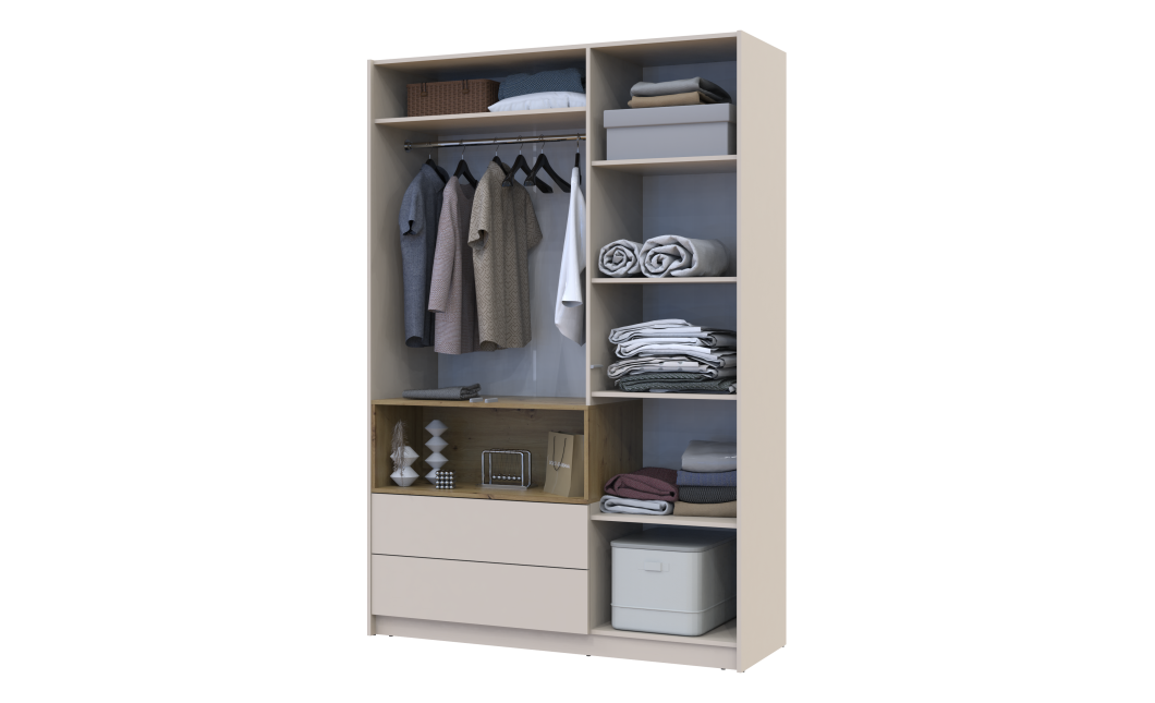 Kleiderschrank Doros Dale Kaschmir/Artisan Eiche 3 Türen 150x52x220 (80737726)