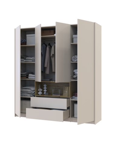 Kleiderschrank Doros Dale Kaschmir/Artisan Eiche 4 Türen 206x52x220 (80737727)
