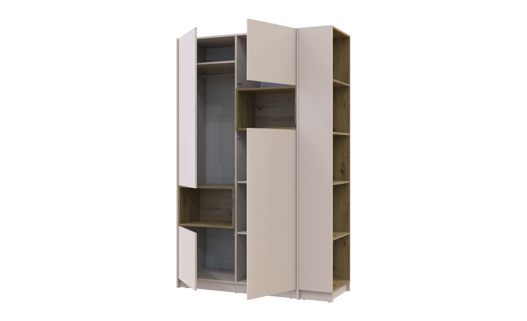 Kleiderschrank Doros Dale mit Drehtüren Kaschmir / Artisan Eiche 2 Türen 143,2x52x220 (44900336)