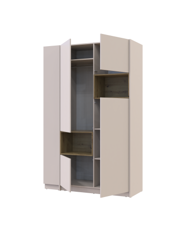 Kleiderschrank Doros Dale Schiebetüren mit offenem Regal Kaschmir / Artisan Eiche 2 Türen 143,2x52x220 (44900336)
