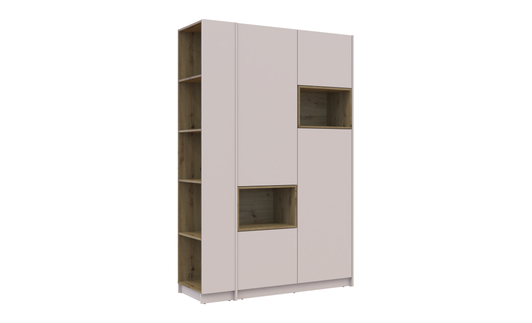 Kleiderschrank Doros Dale mit Drehtüren Kaschmir / Artisan Eiche 2 Türen 143,2x52x220 (44900336)
