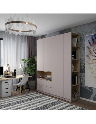 Kleiderschrank Doros Dale mit Drehtüren und offenem Regal Kaschmir / Artisan Eiche 3 Türen 178x52x220 (44900338)