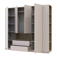 Kleiderschrank Doros Dale mit Drehtüren und offenen Regalen Kaschmir / Artisan Eiche 4 Türen 234x52x220 (44900340)