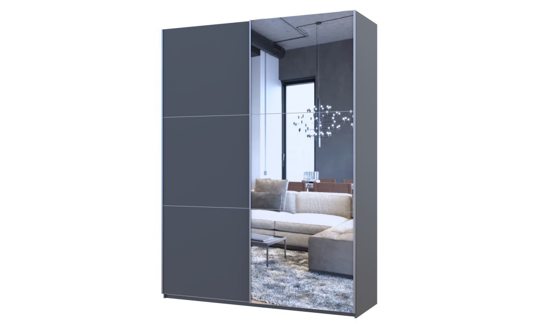 Kleiderschrank Doros G-Caiser Schiebetüren Anthrazit Anthrazit 1 Tür 1 Spiegel 3 Türen 160x60x240 (42005411)