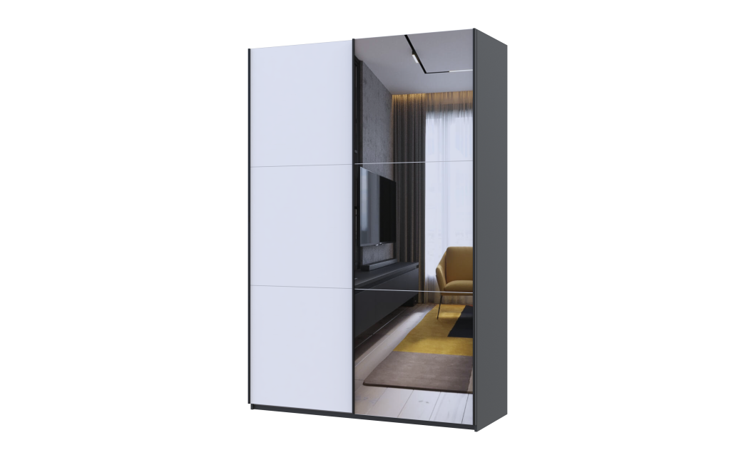 Kleiderschrank Doros G-Caiser Schiebetüren Anthrazit Weiß 1 Tür 1 Spiegel 3 Türen 160x60x240 (42005415)