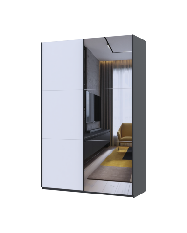 Kleiderschrank Doros G-Caiser Schiebetüren Anthrazit Weiß 1 Tür 1 Spiegel 3 Türen 160x60x240 (42005415)
