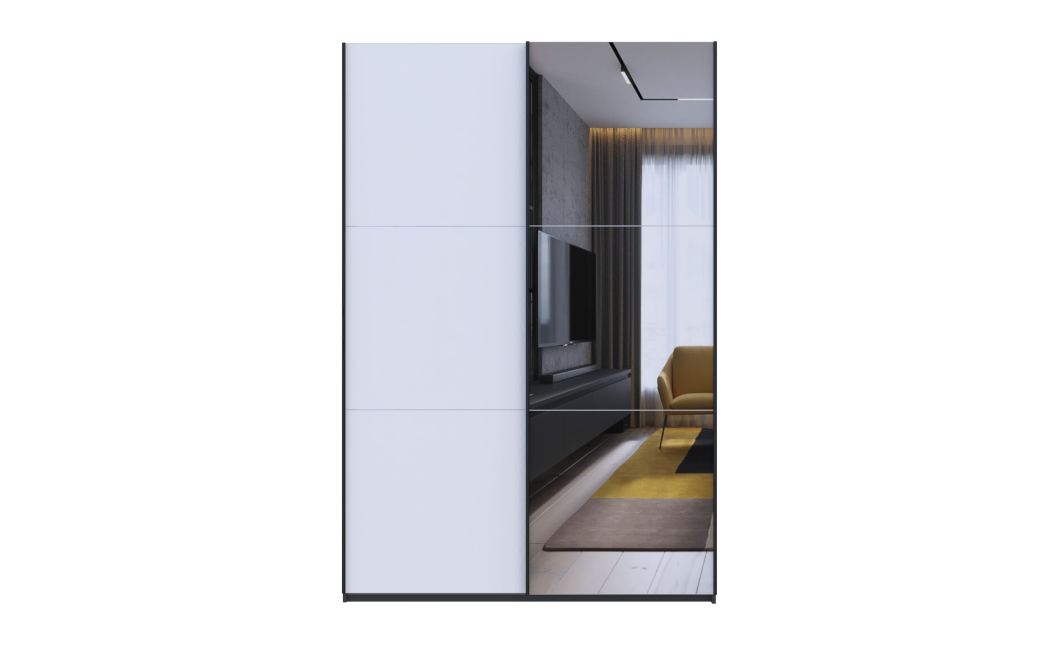 Kleiderschrank Doros G-Caiser Schiebetüren Anthrazit Weiß 1 Tür 1 Spiegel 3 Türen 160x60x240 (42005415)