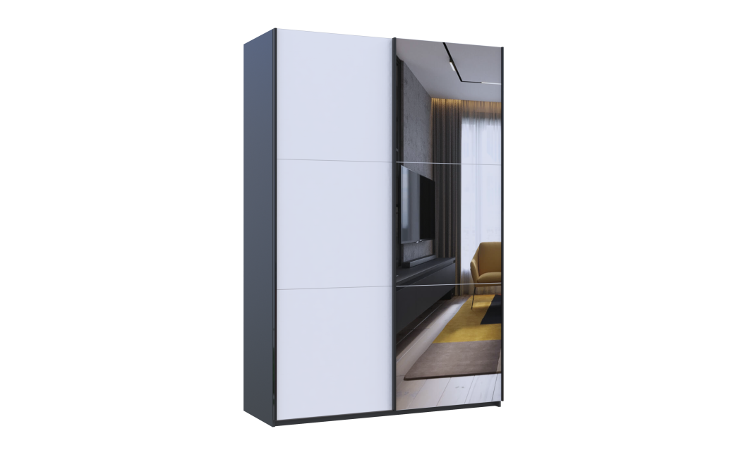 Kleiderschrank Doros G-Caiser Schiebetüren Anthrazit Weiß 1 Tür 1 Spiegel 3 Türen 160x60x240 (42005415)