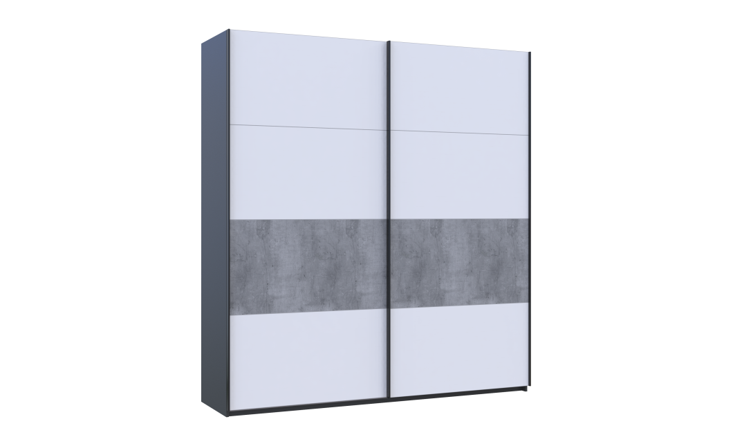 Kleiderschrank Doros G-Caiser Schiebetüren Anthrazit Weiß Betoneinsatz 2 Türen 220x60x240 (42005417)