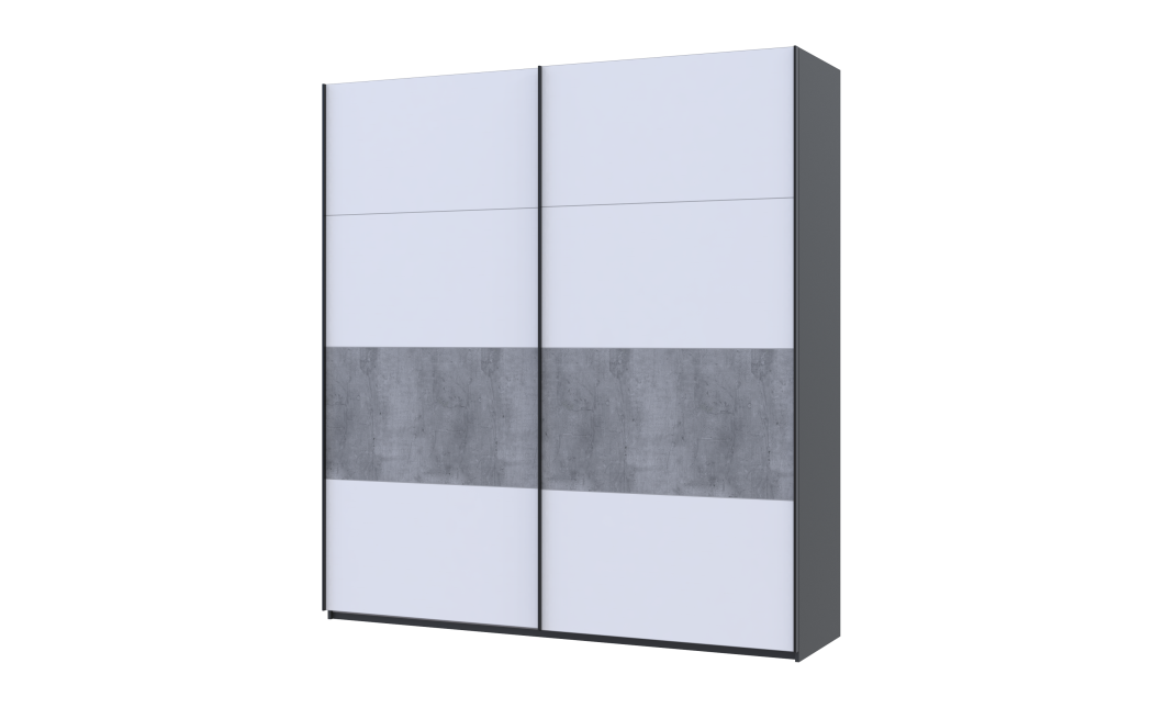 Kleiderschrank Doros G-Caiser Schiebetüren Anthrazit Weiß Betoneinsatz 2 Türen 220x60x240 (42005417)