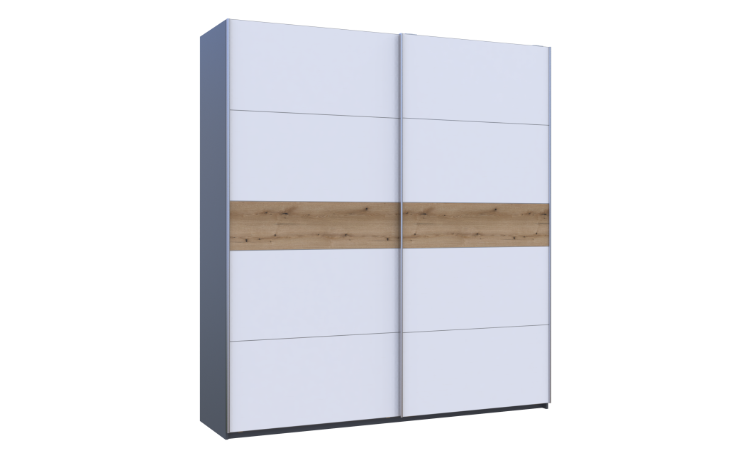 Kleiderschrank Doros G-Caiser Schiebetüren Anthrazit Weiß Ewok Eiche Einsatz 2 Türen 220x60x240 (42005418)