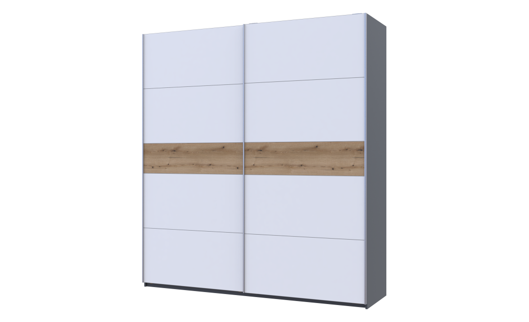 Kleiderschrank Doros G-Caiser Schiebetüren Anthrazit Weiß Ewok Eiche Einsatz 2 Türen 220x60x240 (42005418)