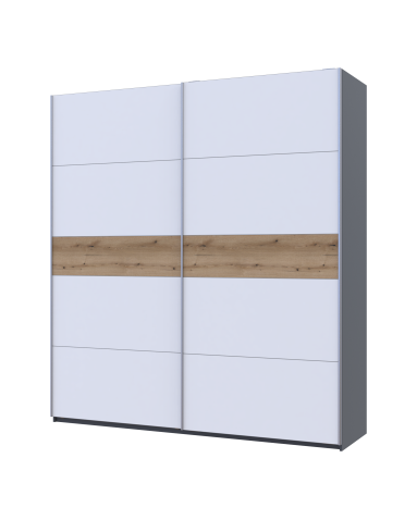 Kleiderschrank Doros G-Caiser Schiebetüren Anthrazit Weiß Ewok Eiche Einsatz 2 Türen 220x60x240 (42005418)