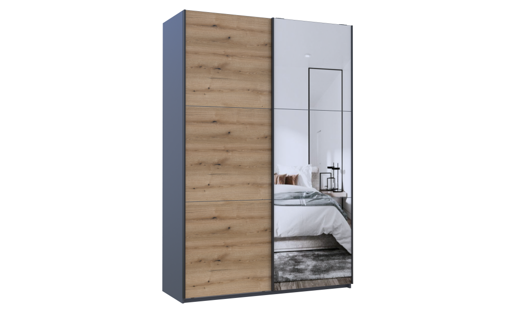 Kleiderschrank Doros G-Caiser Schiebetüren Anthrazit Ewok Eiche 1 Tür 1 Spiegel 3 Türen 160x60x240 (42005413)