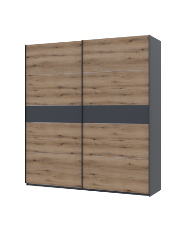 Kleiderschrank Doros G-Caiser Schiebetüren Anthrazit Ewok Eiche Anthrazit Einsatz 2 Türen 220x60x240 (42005421)
