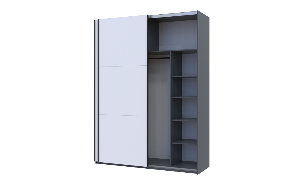 Kleiderschrank Doros G-Caiser Schiebetüren Graphitgrau / Weiß 2 Türen 180x60x240 (44900262)