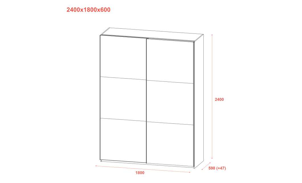 Kleiderschrank Doros G-Caiser Schiebetüren Graphitgrau / Weiß 2 Türen 180x60x240 (44900262)