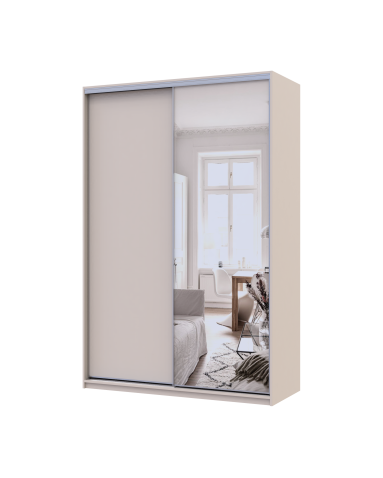 Kleiderschrank Doros City Light Schiebetüren Kaschmir mit Spiegel 2 Türen 150x60x225 (80736353)