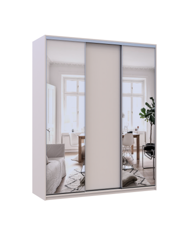 Kleiderschrank Doros City Light Schiebetüren Kaschmir mit Spiegel 3 Türen 180x60x225 (80736368)