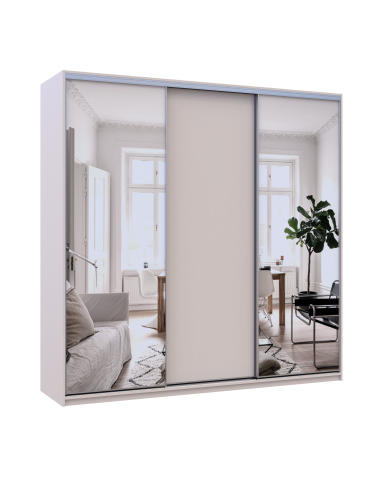 Kleiderschrank Doros City Light Schiebetüren Kaschmir mit Spiegel 3 Türen 225x60x225 (80736380)