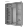 Kleiderschrank Doros City Light Schiebetüren Kaschmir mit Spiegel 3 Türen 180x60x225 (80736371)