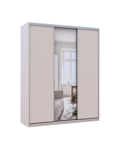 Kleiderschrank Doros City Light Schiebetüren Kaschmir mit Spiegel 3 Türen 180x60x225 (80736371)