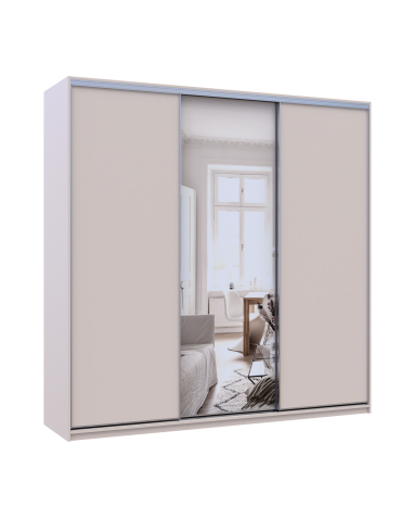 Kleiderschrank Doros City Light Schiebetüren Kaschmir mit Spiegel 3 Türen 225x60x225 (80736383)