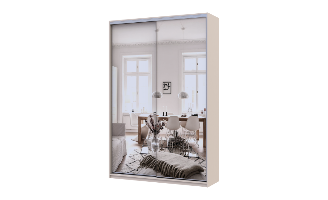 Kleiderschrank Doros City Light Schiebetüren Kaschmir mit Spiegel 2 Türen 150x45x225 (80736362)