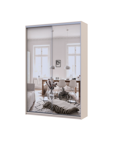 Kleiderschrank Doros City Light Schiebetüren Kaschmir mit Spiegel 2 Türen 150x45x225 (80736362)