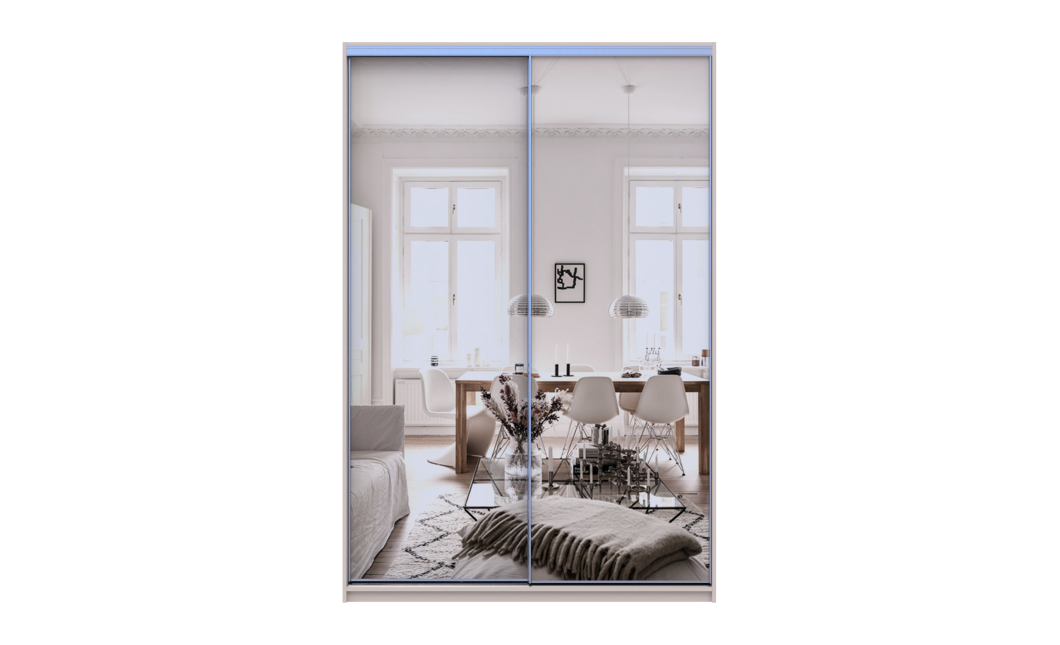 Kleiderschrank Doros City Light Schiebetüren Kaschmir mit Spiegel 2 Türen 150x45x225 (80736362)