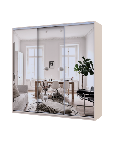 Kleiderschrank Doros City Light Schiebetüren Kaschmir mit Spiegel 3 Türen 225x60x225 (80736386)