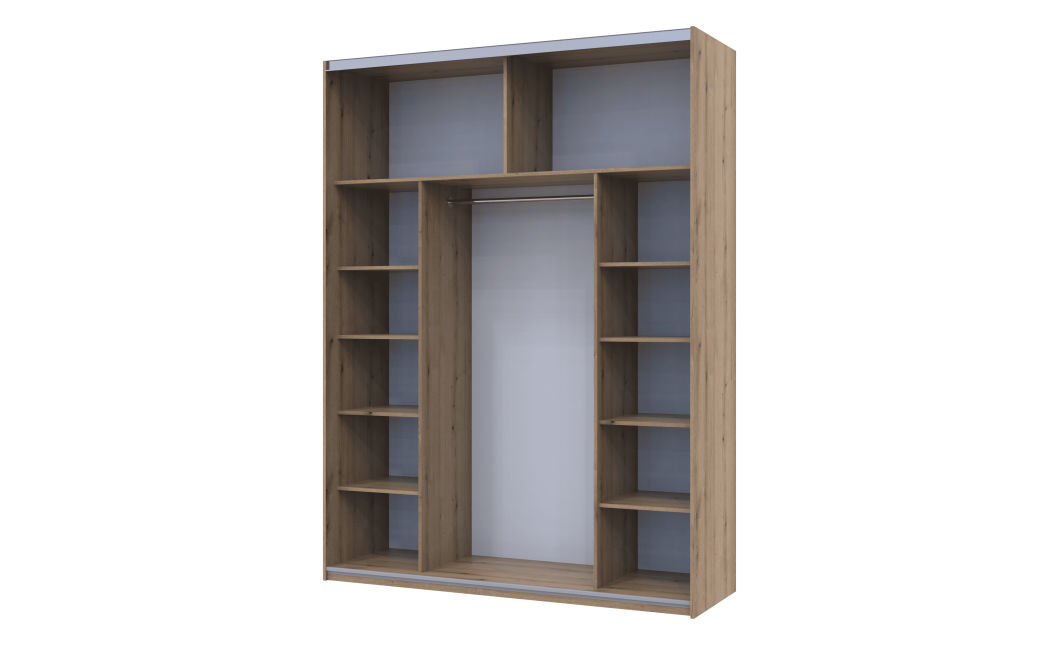 Kleiderschrank Doros G-Caiser Schiebetüren Ewok Eiche mit Glas 180x60x240 (80737752)