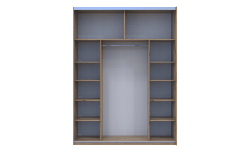Kleiderschrank Doros G-Caiser Schiebetüren Ewok Eiche mit Glas 180x60x240 (80737752)
