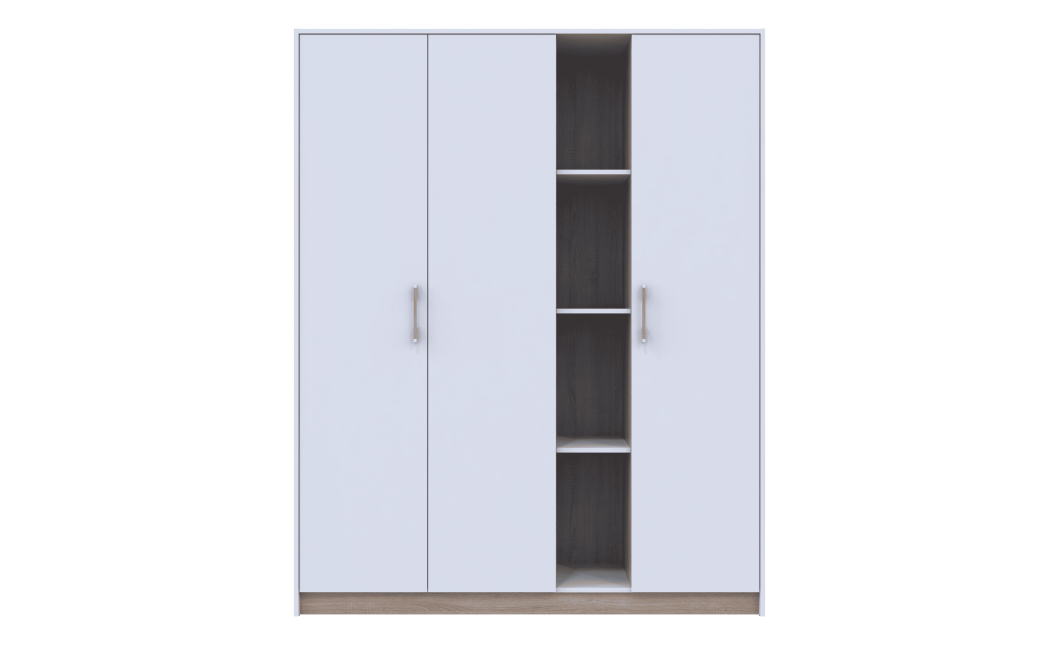 Drehtürenschrank Doros Austin Weiß / Sonoma Eiche 3 Türen 161x51x205 (80737754)