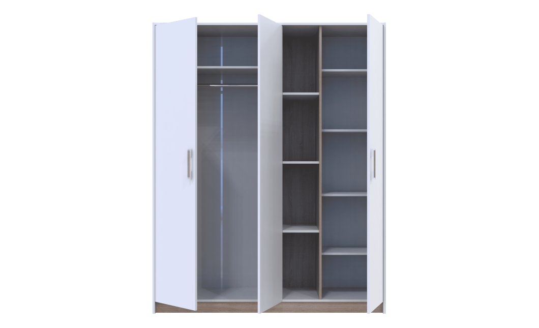 Drehtürenschrank Doros Austin Weiß / Sonoma Eiche 3 Türen 161x51x205 (80737754)