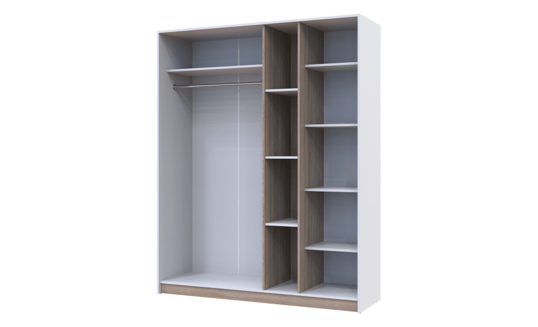 Drehtürenschrank Doros Austin Weiß / Sonoma Eiche 3 Türen 161x51x205 (80737754)