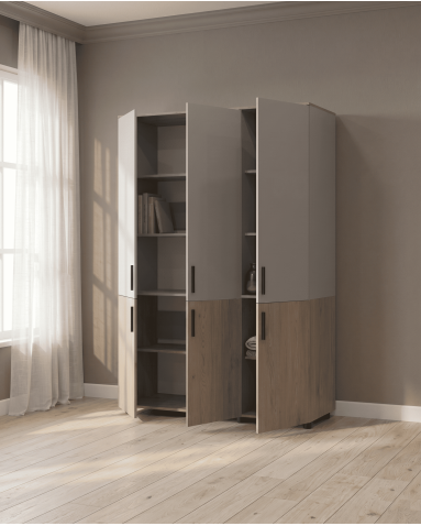 Kleiderschrank Doros Thorn Cremona Cannolo/Grau 3 Türen Böden 135x51,6x200 (44900504)