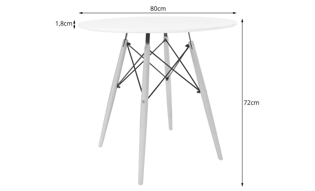 Tisch TODI rund Weiß 80 cm (10033221)