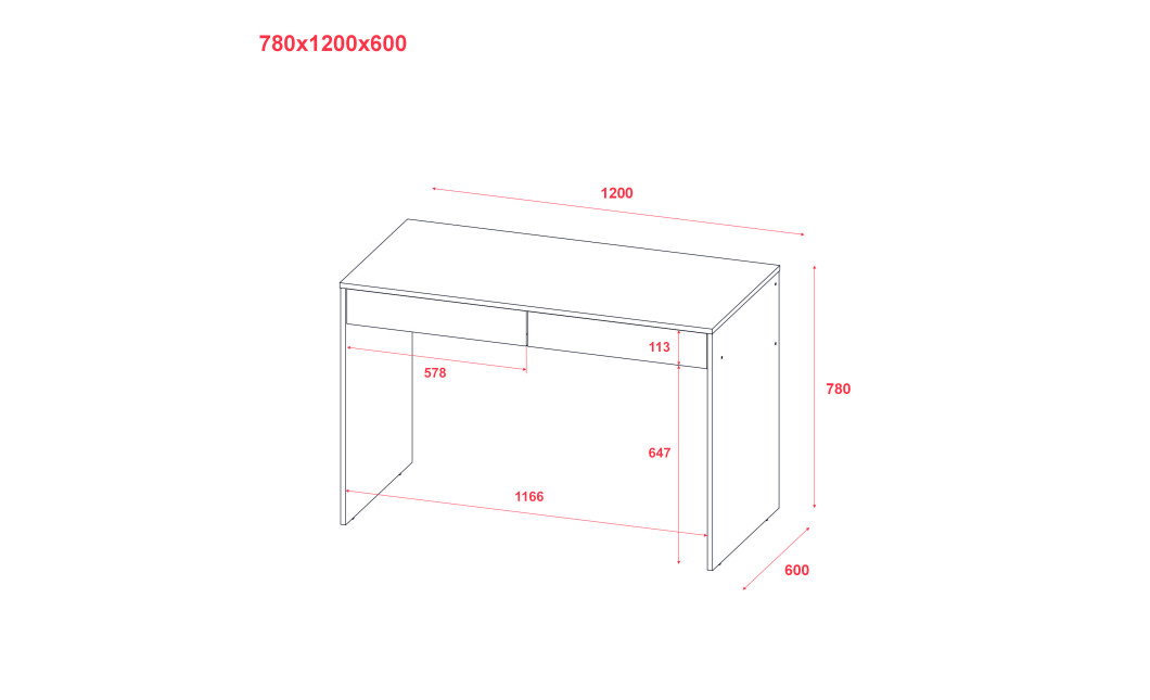 Schreibtisch Doros Dale Artisan Eiche mit 2 Schubladen 120x60x78 (41516239)