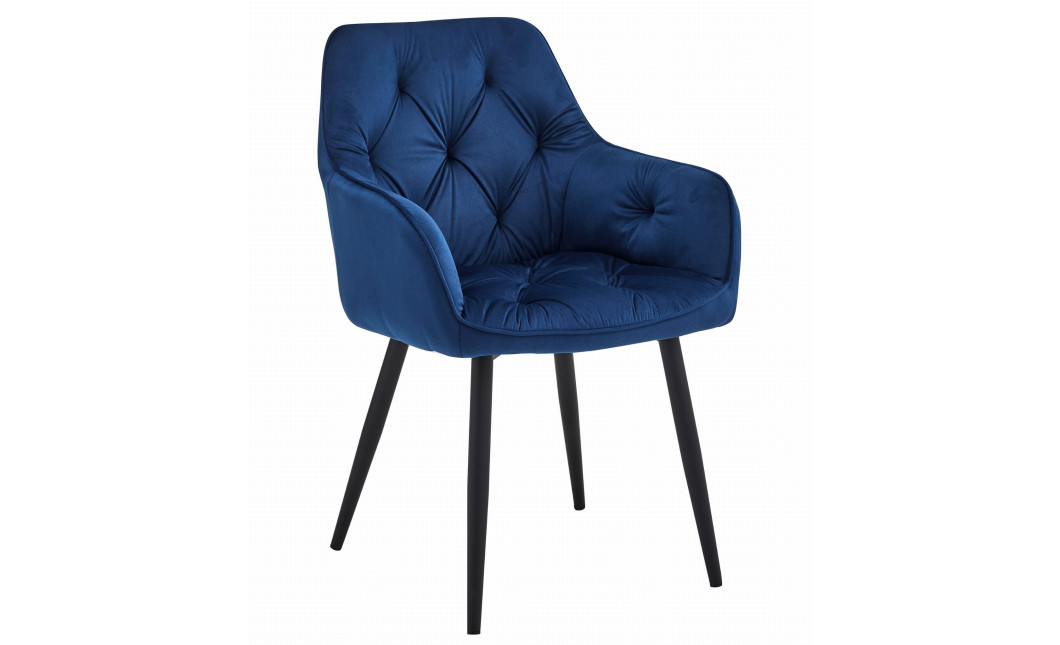 Stuhl JORK Samt Dunkelblau/Schwarz (10039381)