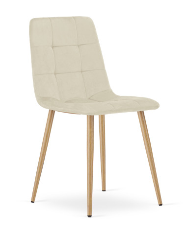 Stuhl KARA Samt Hellbeige/Holzfarbe (10040391)