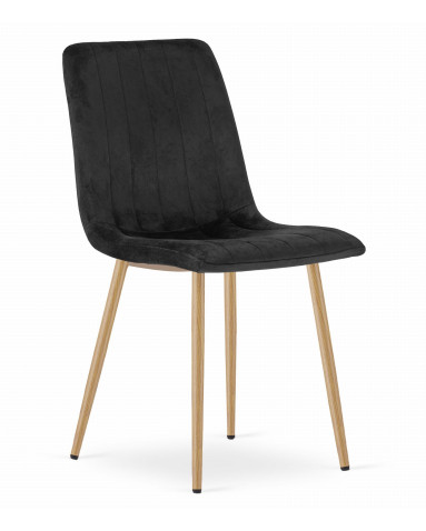Stuhl LAVA Samt Schwarz/Holzfarbe (10039151)