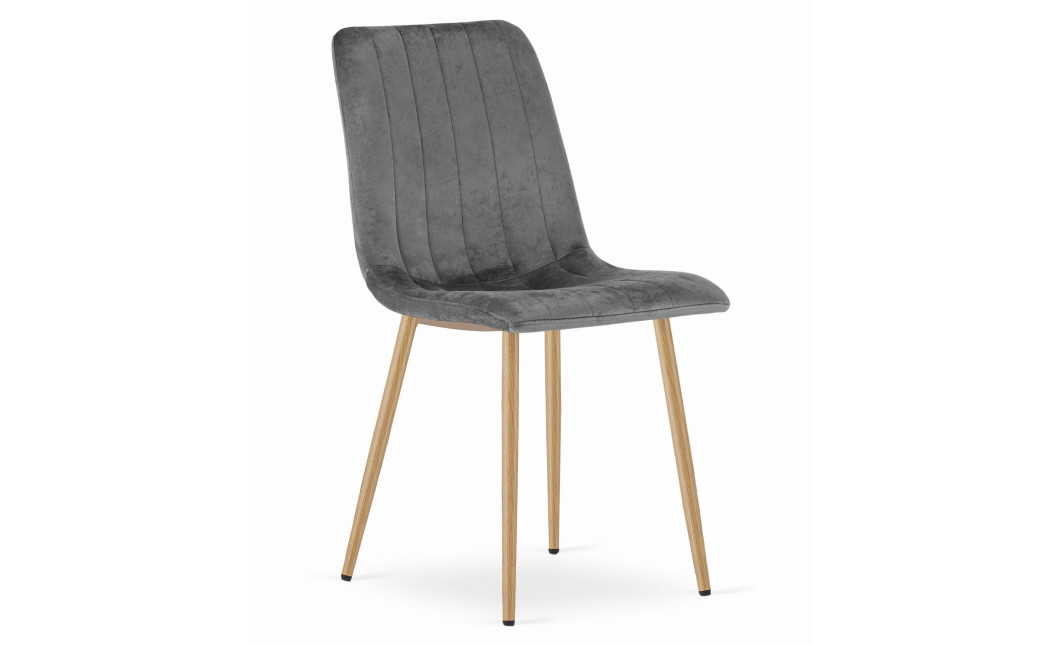 Stuhl LAVA Samt Dunkelgrau/Holzfarbe (10039141)