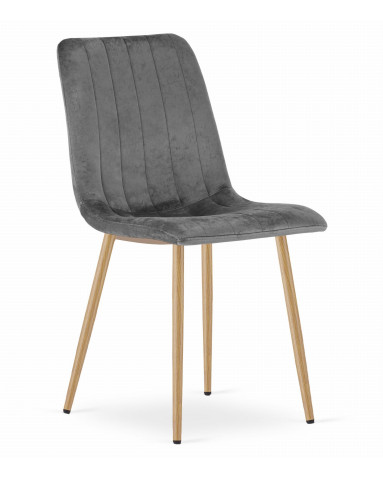 Stuhl LAVA Samt Dunkelgrau/Holzfarbe (10039141)