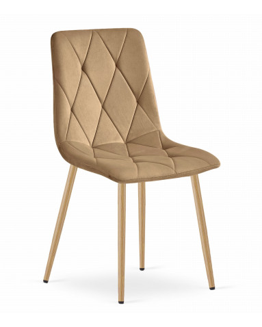 Stuhl LIBRA Samt Braun/Holzfarbe Beine (10039281)
