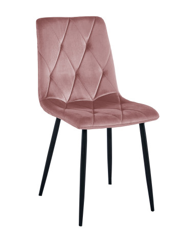 Stuhl LIBRA Rosa Samt/Schwarze Beine (10040901)
