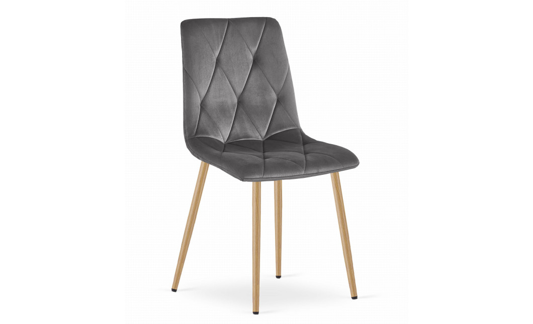 Stuhl LIBRA Dunkelgrau Samt/Holzfarbe Beine (10039221)