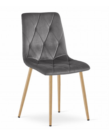 Stuhl LIBRA Dunkelgrau Samt/Holzfarbe Beine (10039221)