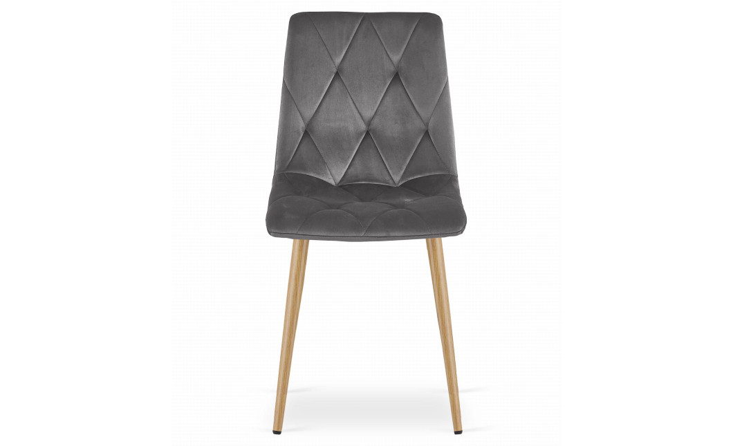Stuhl LIBRA Dunkelgrau Samt/Holzfarbe Beine (10039221)