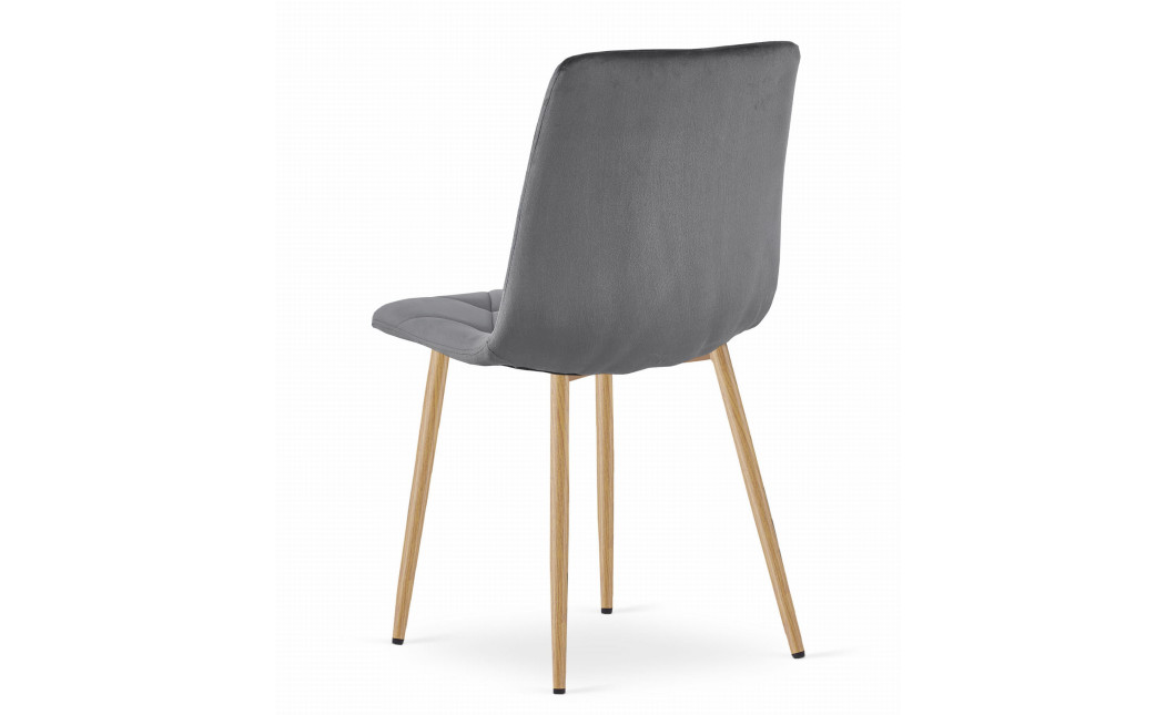 Stuhl LIBRA Dunkelgrau Samt/Holzfarbe Beine (10039221)